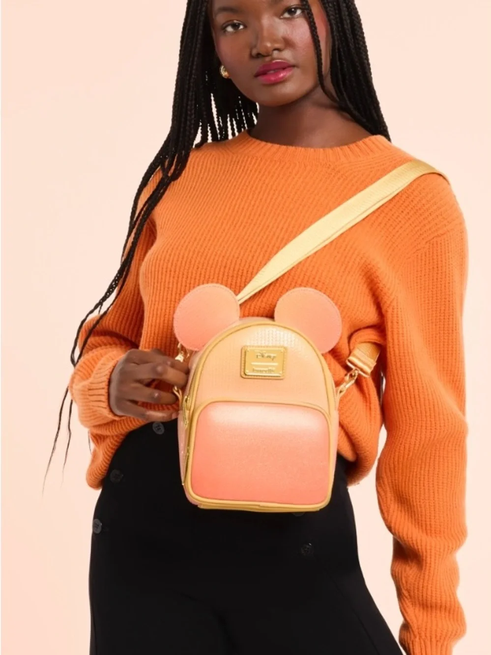 New Mickey Mouse Glitter Sequin Convertible Mini Backpack & Crossbody Bag